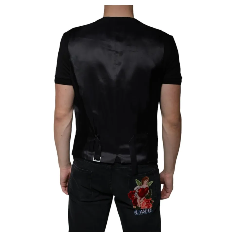 Zwarte Wollen Blend Vestjurk