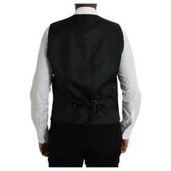 Zwarte Wollen Jurkvest Enkel Breasted