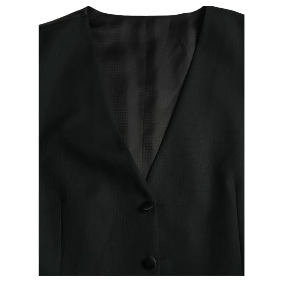 Zwarte Wollen Jurkvest Enkel Breasted