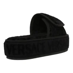 Zwarte Barok Slippers met Medusa Embleem