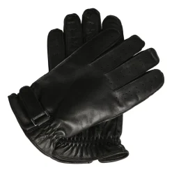 Zwarte herenhandschoenen met perforaties op de vingers