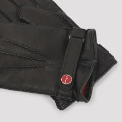 Zwarte hertenleren handschoenen