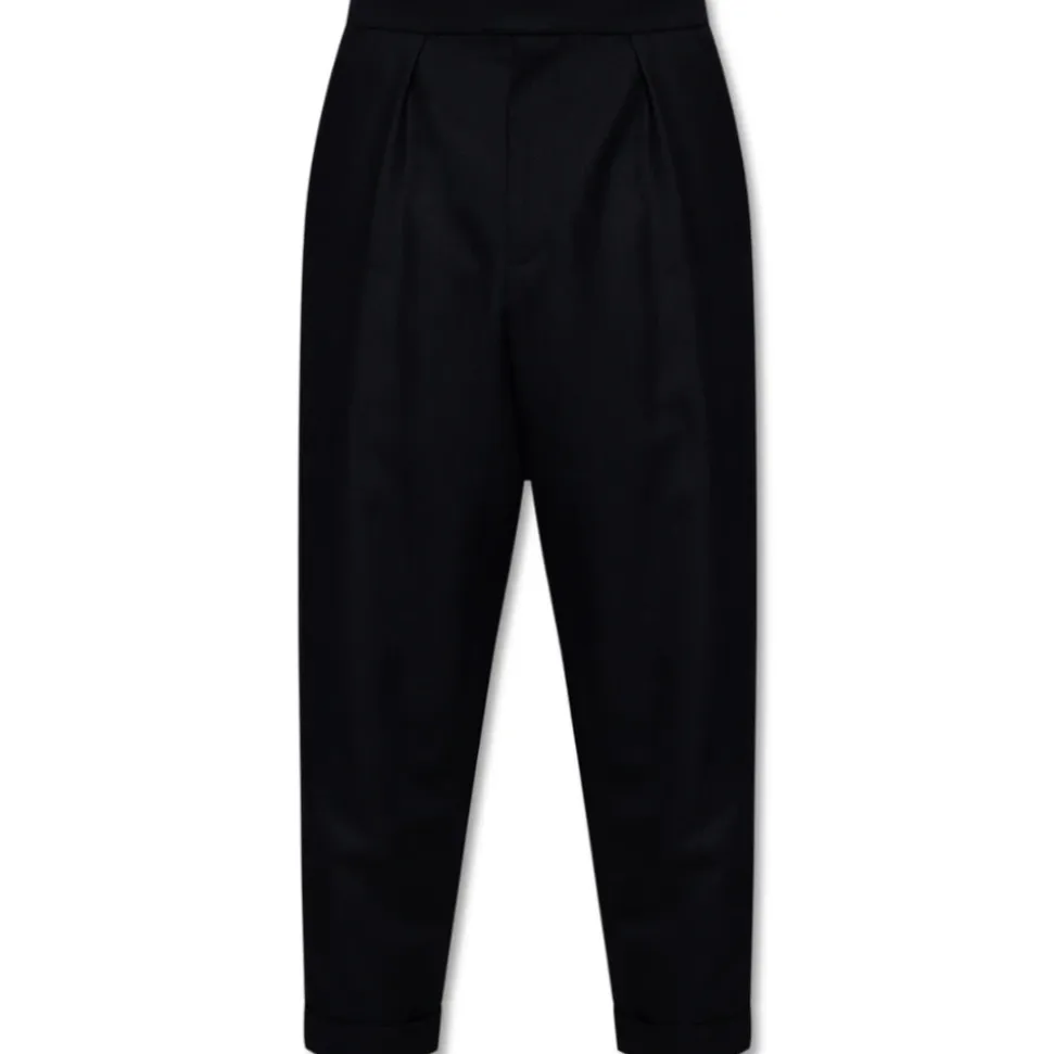 Zwarte katoenen broek met zijstrepen
