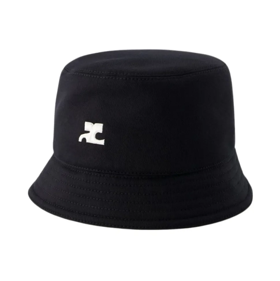 Zwarte Katoenen Signature Bucket Hat