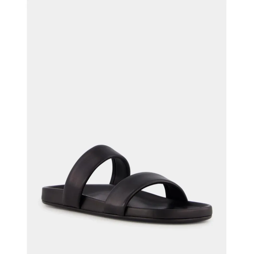 Zwarte leren slippers