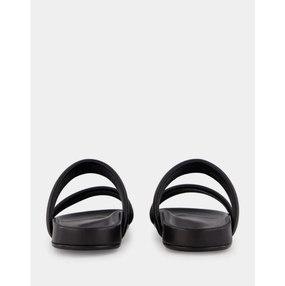 Zwarte leren slippers