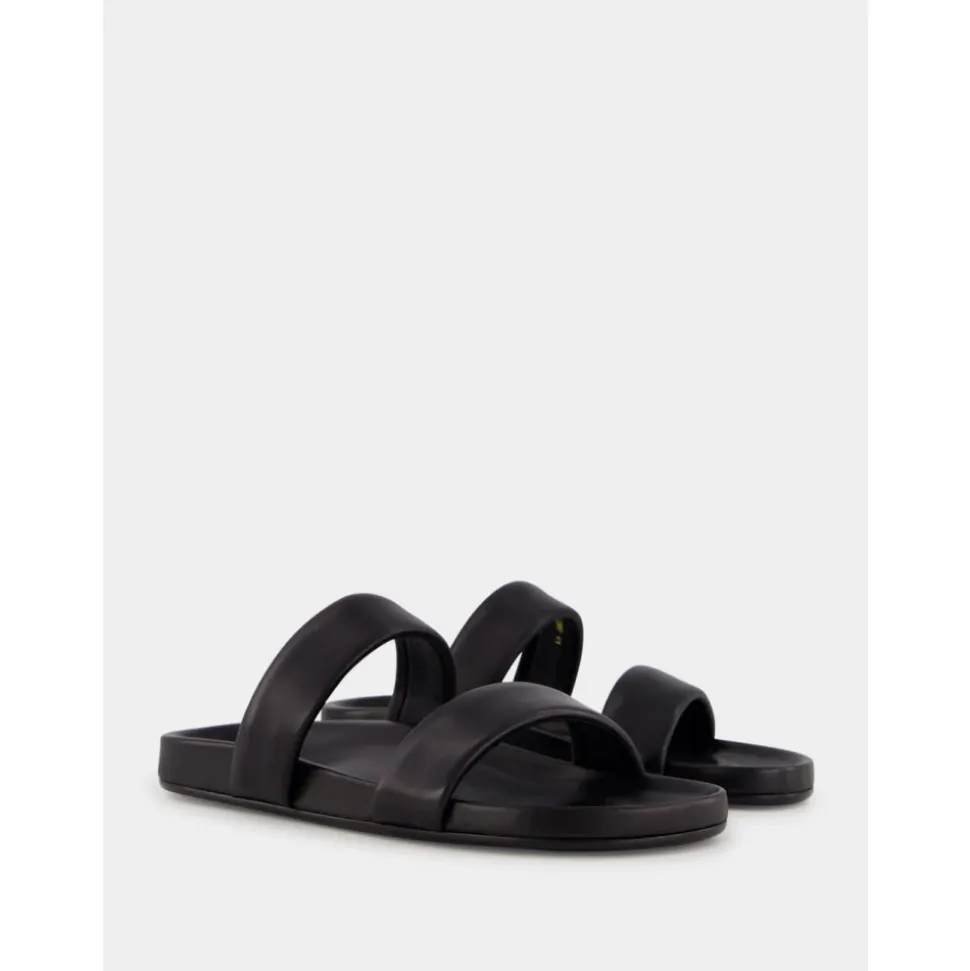 Zwarte leren slippers