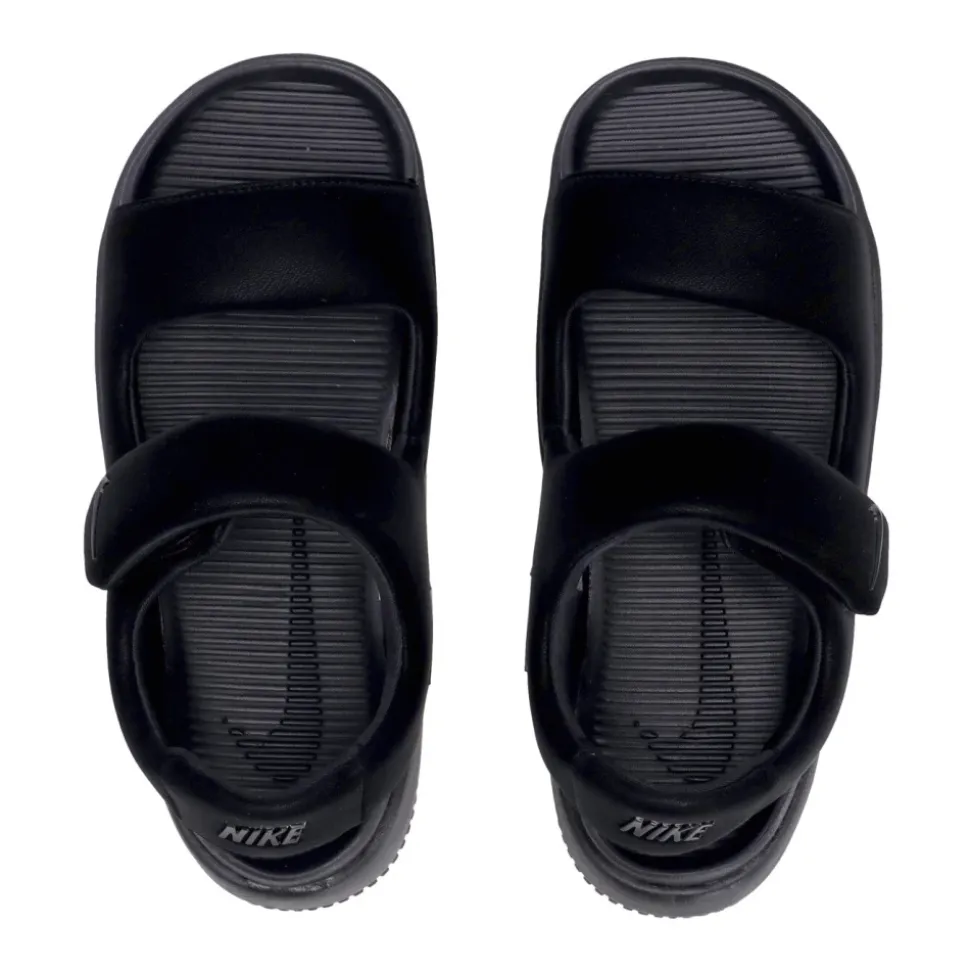 Zwarte platte sandalen met klittenbandsluiting