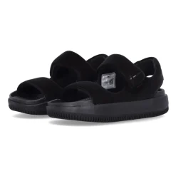 Zwarte platte sandalen met klittenbandsluiting