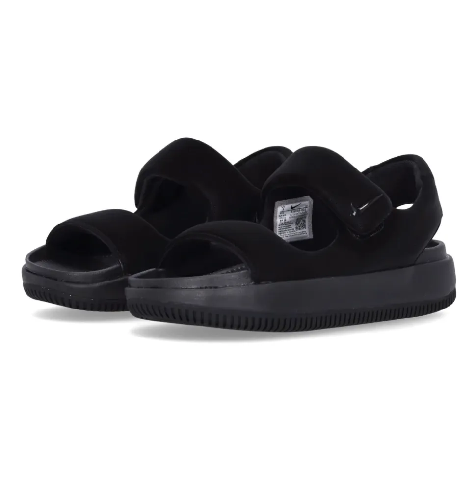 Zwarte platte sandalen met klittenbandsluiting