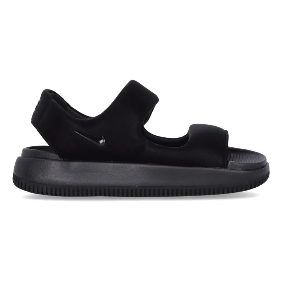 Zwarte platte sandalen met klittenbandsluiting
