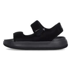 Zwarte platte sandalen met klittenbandsluiting