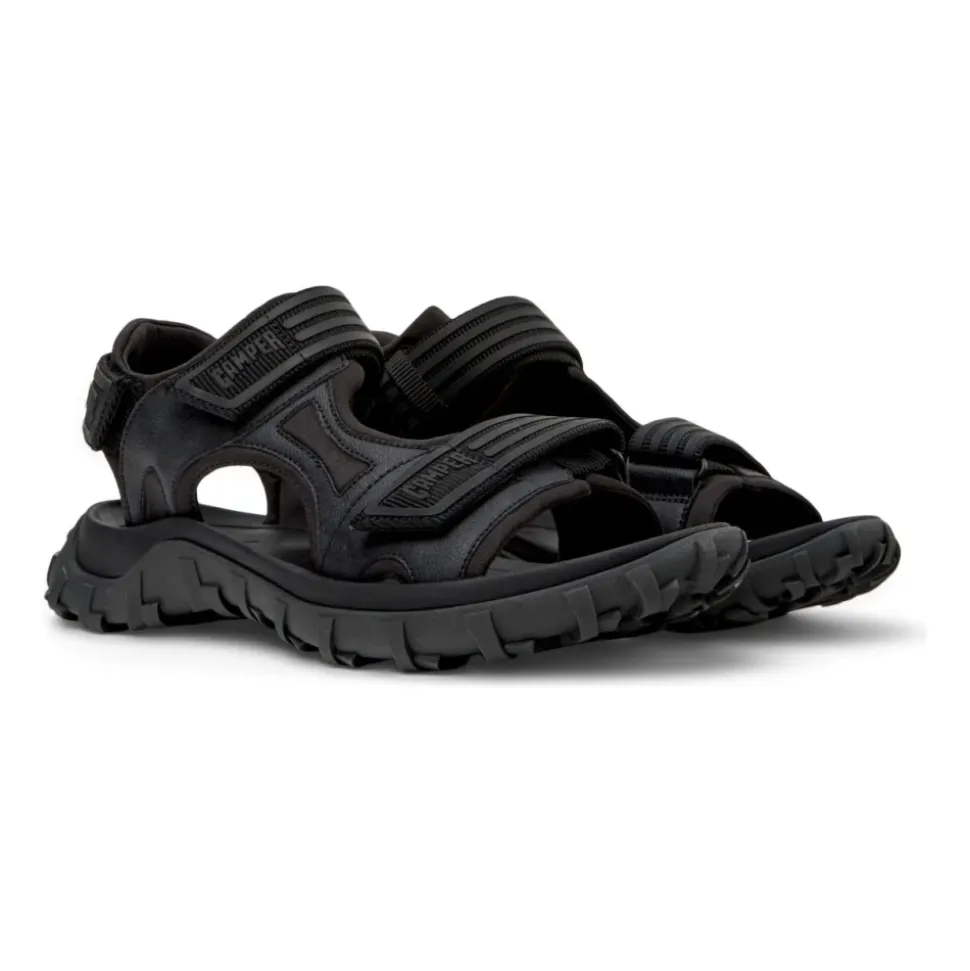 Zwarte platte sandalen voor mannen