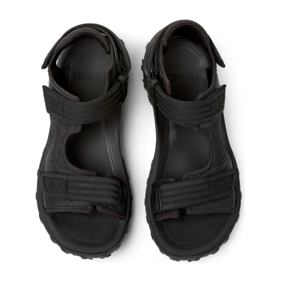 Zwarte platte sandalen voor mannen