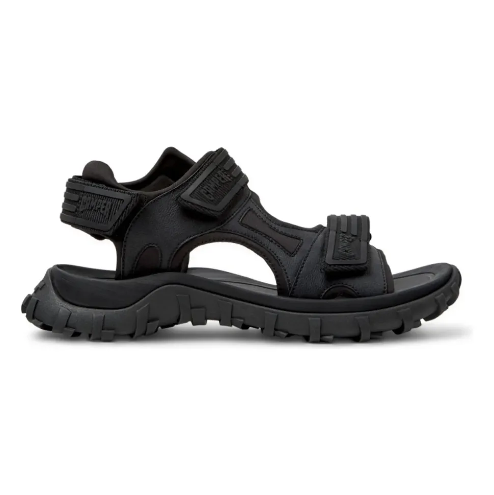 Zwarte platte sandalen voor mannen