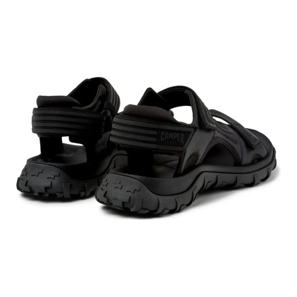Zwarte platte sandalen voor mannen