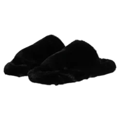 Zwarte Velvet Slides Pantoffels Schoenen
