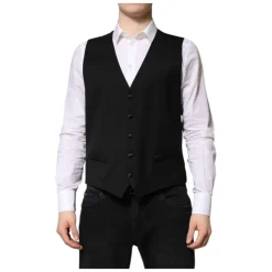 Zwarte Wol Formele Jurk Vest