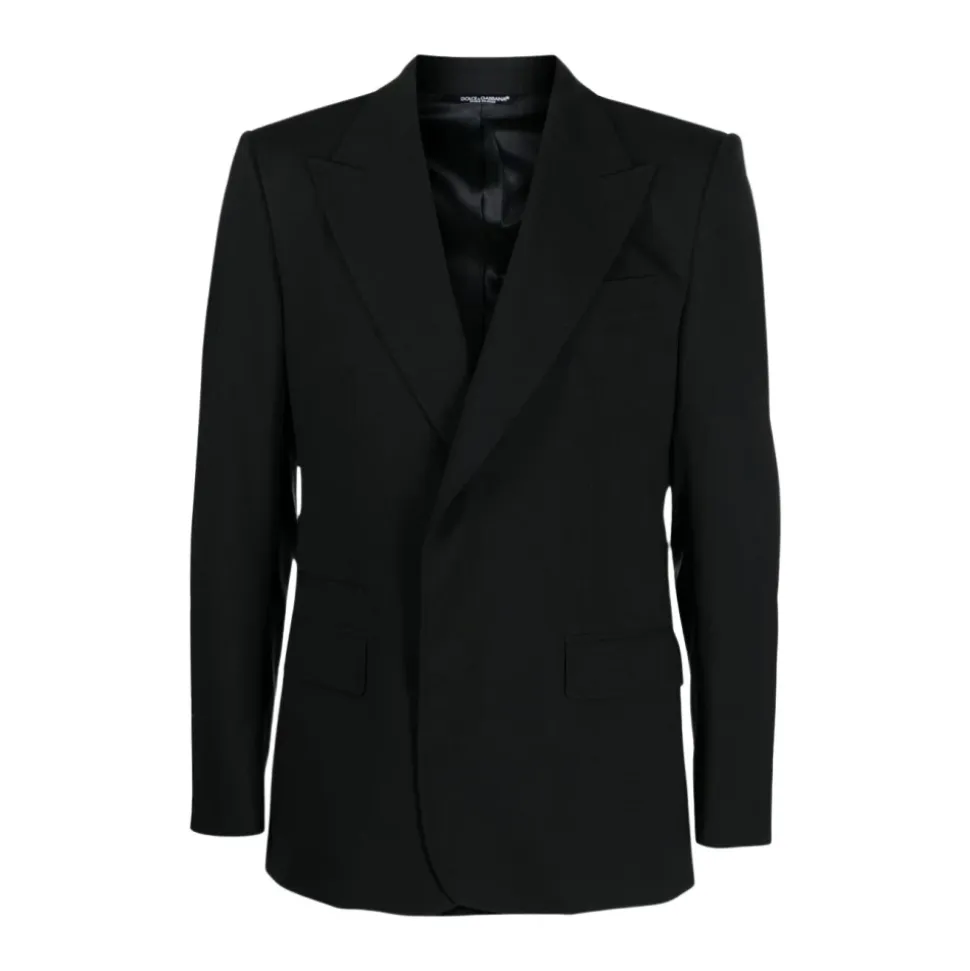 Zwarte Wollen Blazer met Peak Revers