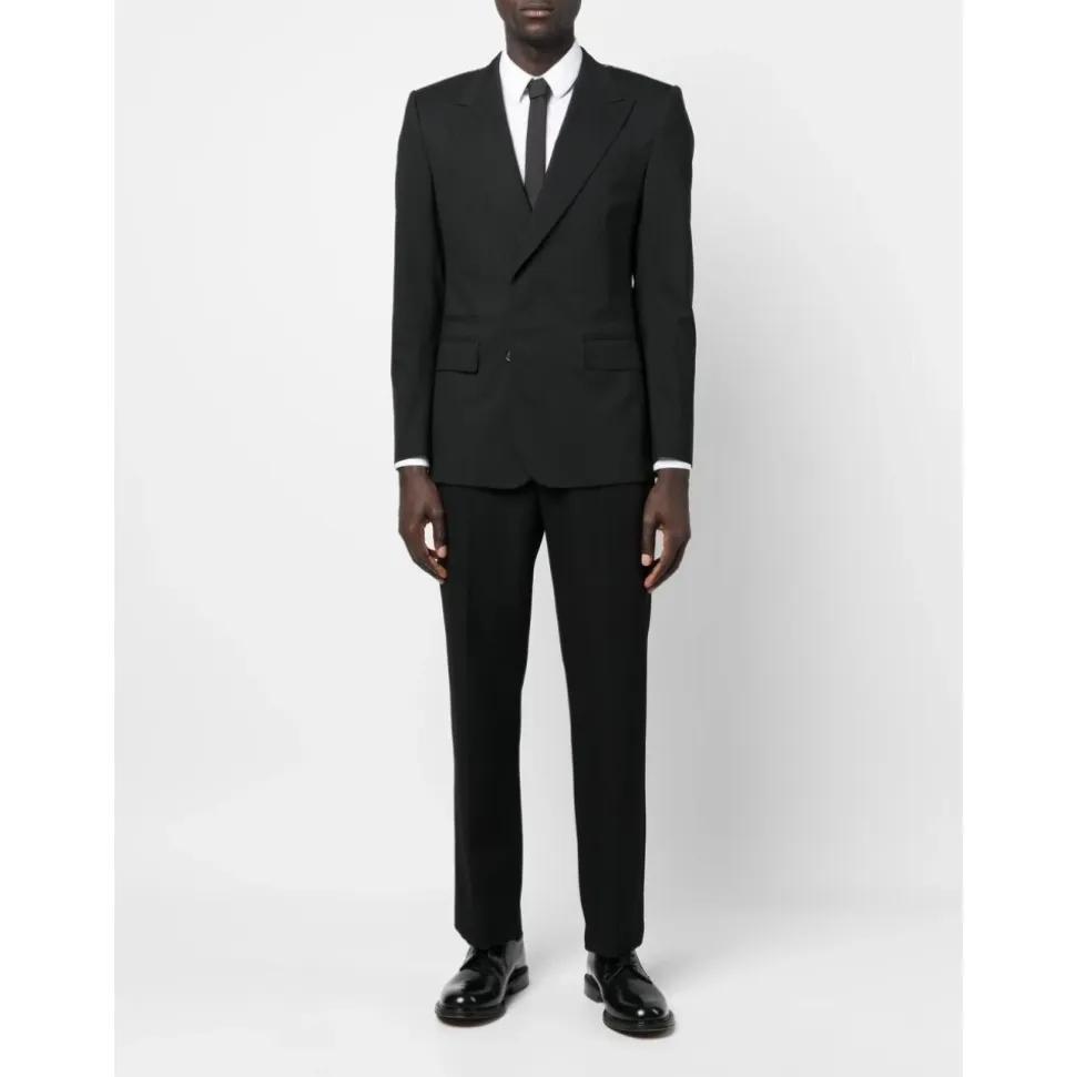 Zwarte Wollen Blazer met Peak Revers