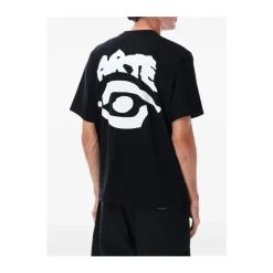 Zwart Eye Print Crew Neck T-shirt