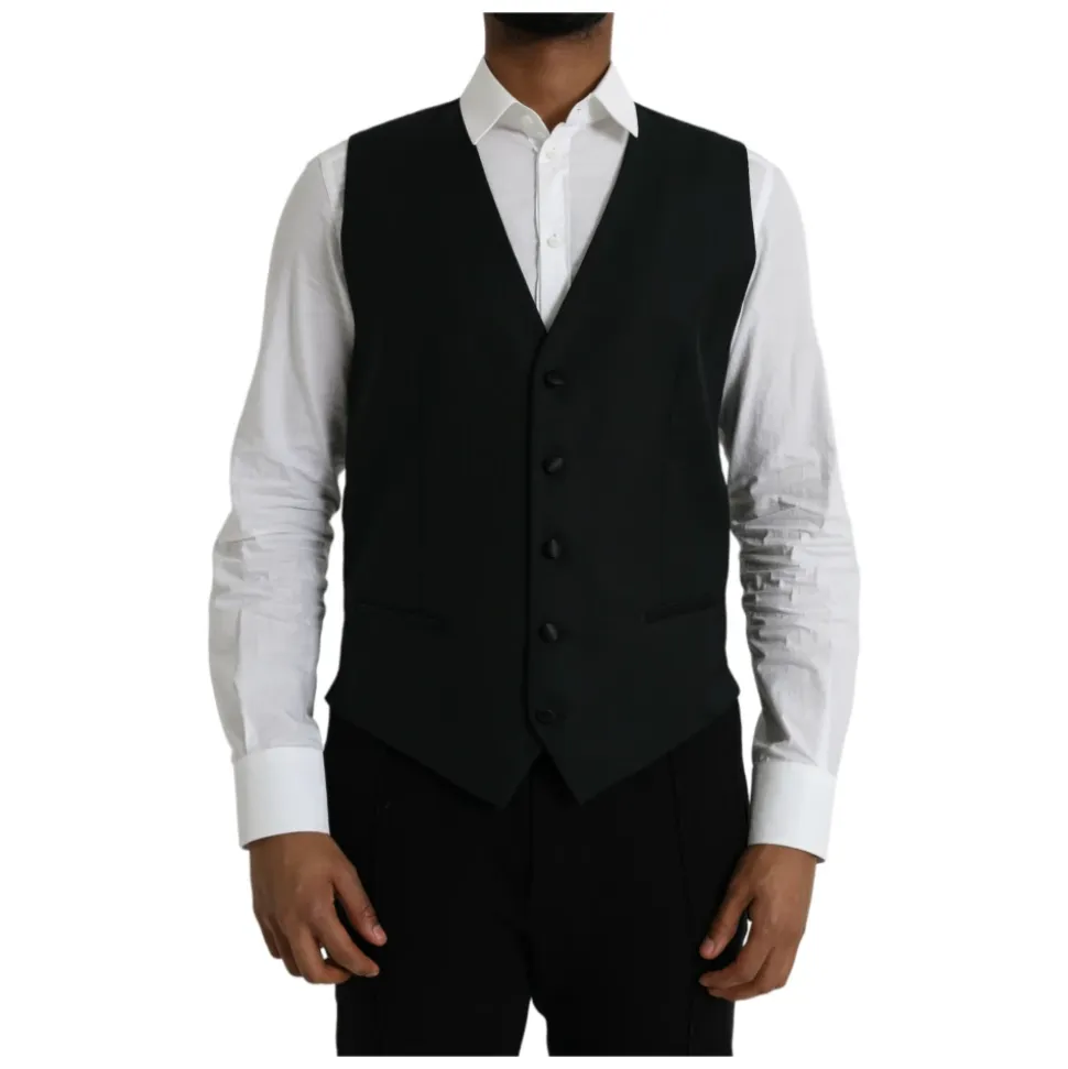 Zwart Wol Formeel Jurk Vest