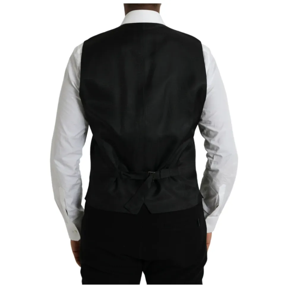 Zwart Wol Formeel Jurk Vest