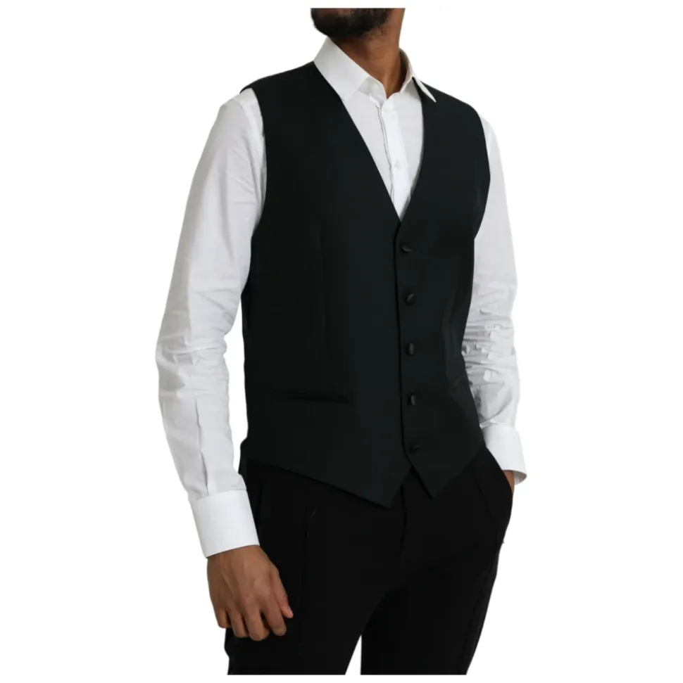 Zwart Wol Formeel Jurk Vest